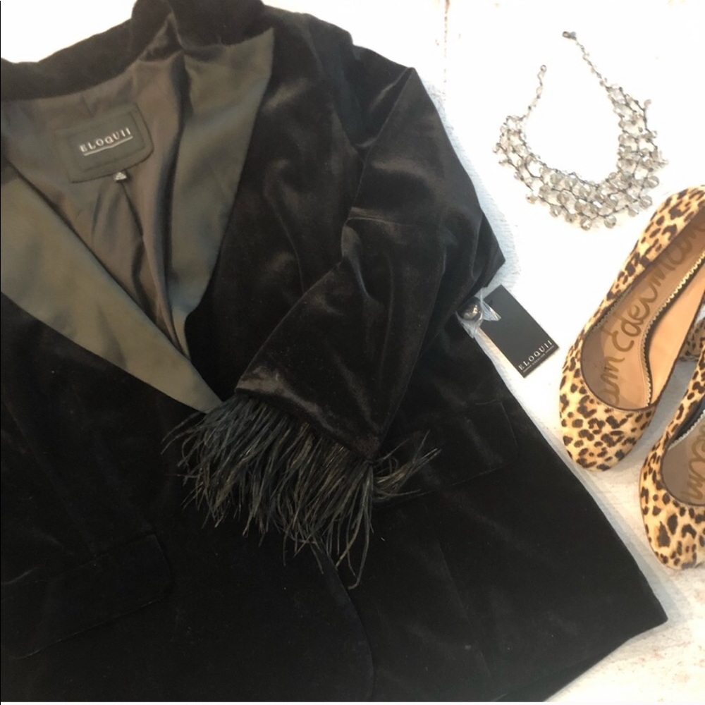 Black Velvet Blazer with Ostrich Feathers!